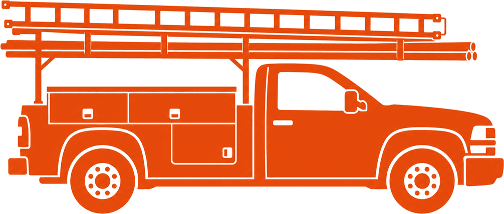 Stencil illustration of a contractor work truck with a ladder rack